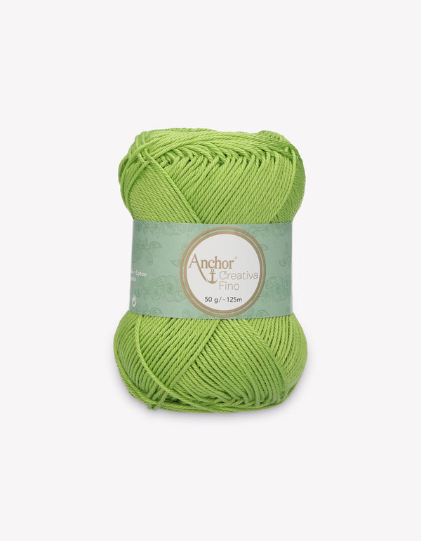Anchor Creativa Fino Cotton Crochet/Knitting Yarn 4ply 50g Ball - Light Green (0418)