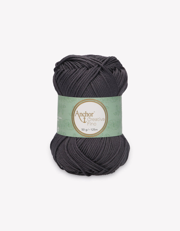Anchor Creativa Fino Cotton Crochet/Knitting Yarn 4ply 50g Ball - Charcoal Grey (0428)