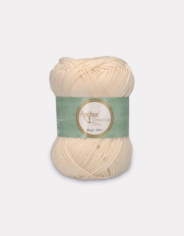 Anchor Creativa Fino Cotton Crochet/Knitting Yarn 4ply 50g Ball - Cream (0926)