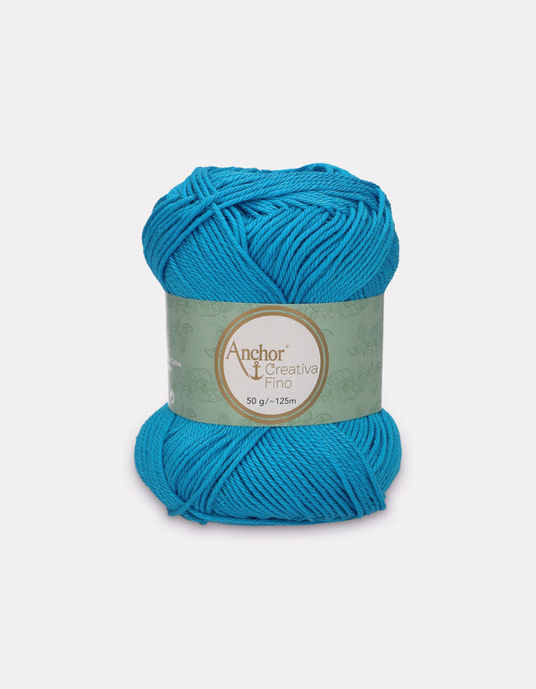 Anchor Creativa Fino Cotton Crochet/Knitting Yarn 4ply 50g Ball - Turquoise Blue (1334)