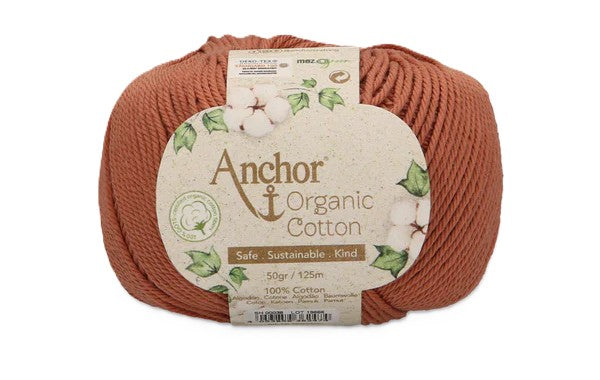 Anchor Organic Cotton Crochet/Knitting Yarn 50g Ball - Earth Brown (0038)