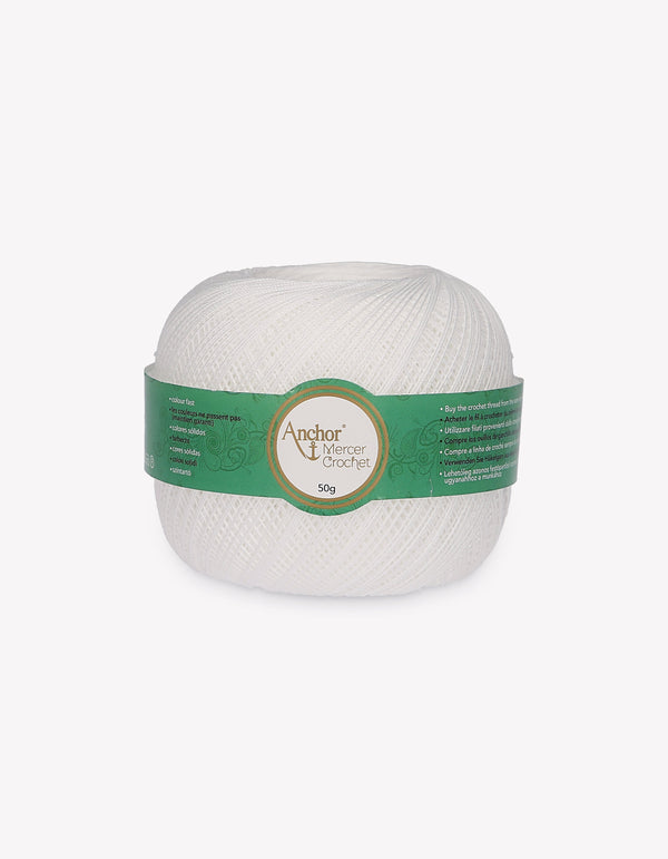 Anchor Mercer 20 Crochet Yarn 6ply 50g Ball - White (7901)