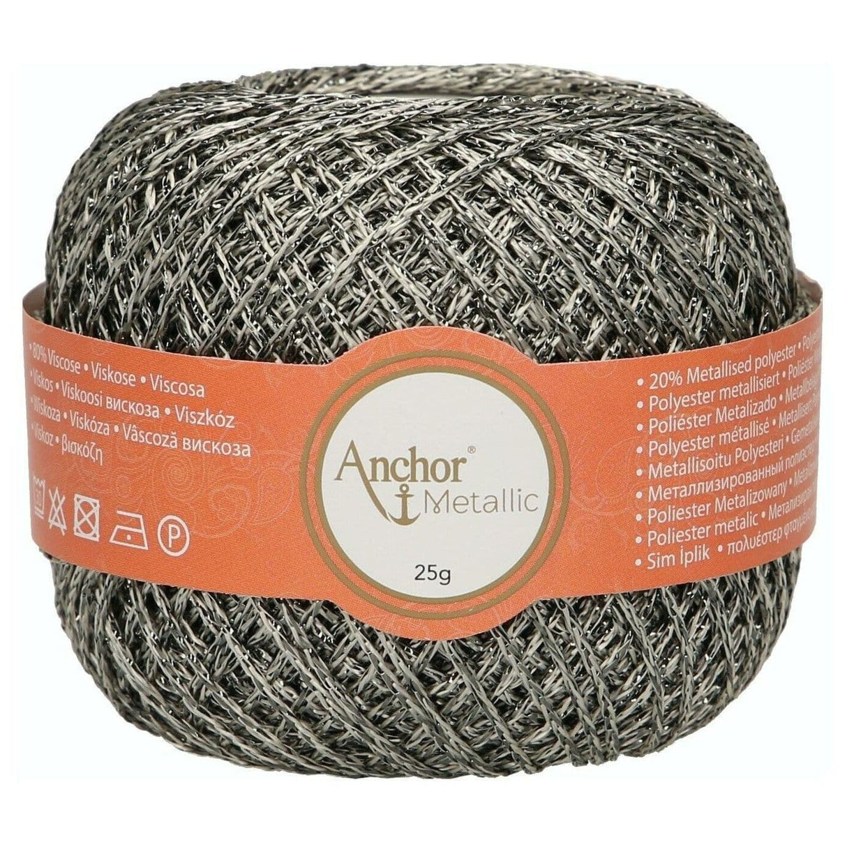 Anchor Metallic Crochet Yarn 100m 25g Ball Pewter (0324)