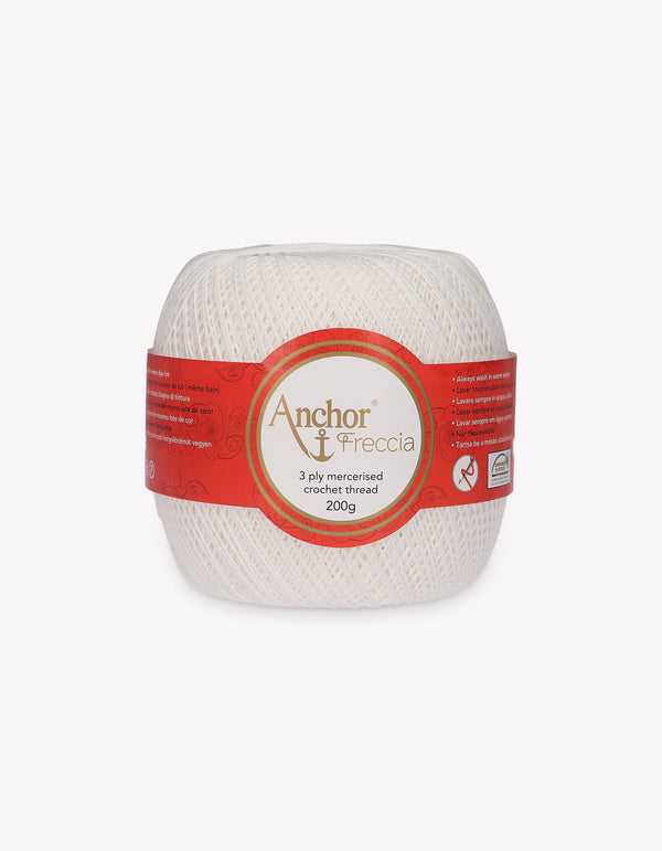Anchor Freccia 6 Crochet Yarn 3ply 200g Ball - White (7901)