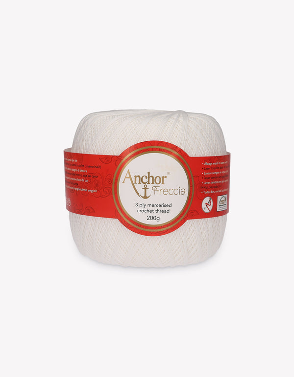 Anchor Freccia 16 Crochet Yarn 3ply 200g Ball - White (7901)
