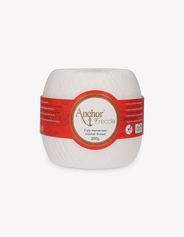 Anchor Freccia 25 Crochet Yarn 3ply 200g Ball - White (7901)