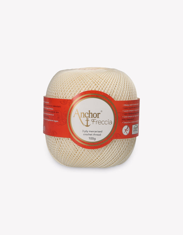 Anchor Freccia 8 Crochet Yarn 3ply 100g Ball - Cream (6650)