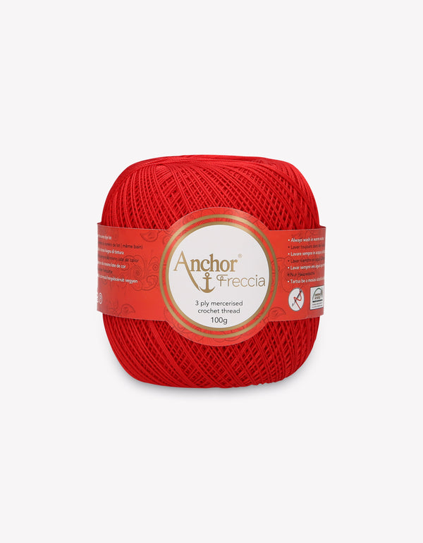 Anchor Freccia 12 Crochet Yarn 3ply 100g Ball - Red (0046)