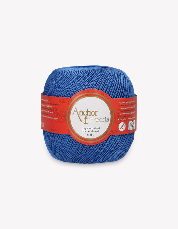 Anchor Freccia 12 Crochet Yarn 3ply 100g Ball - Mid Blue (0142)