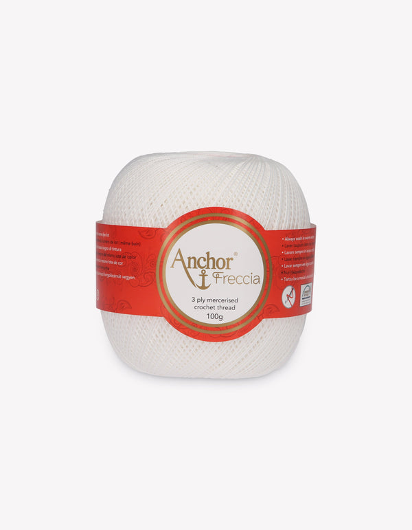 Anchor Freccia 12 Crochet Yarn 3ply 100g Ball - White (7901)