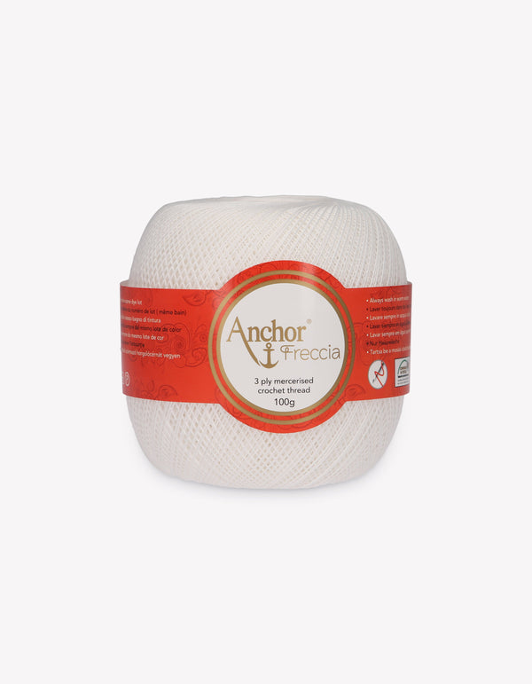 Anchor Freccia 16 Crochet Yarn 3ply 100g Ball - White (7901)