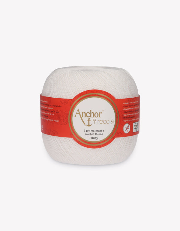 Anchor Freccia 20 Crochet Yarn 3ply 100g Ball - White (7901)