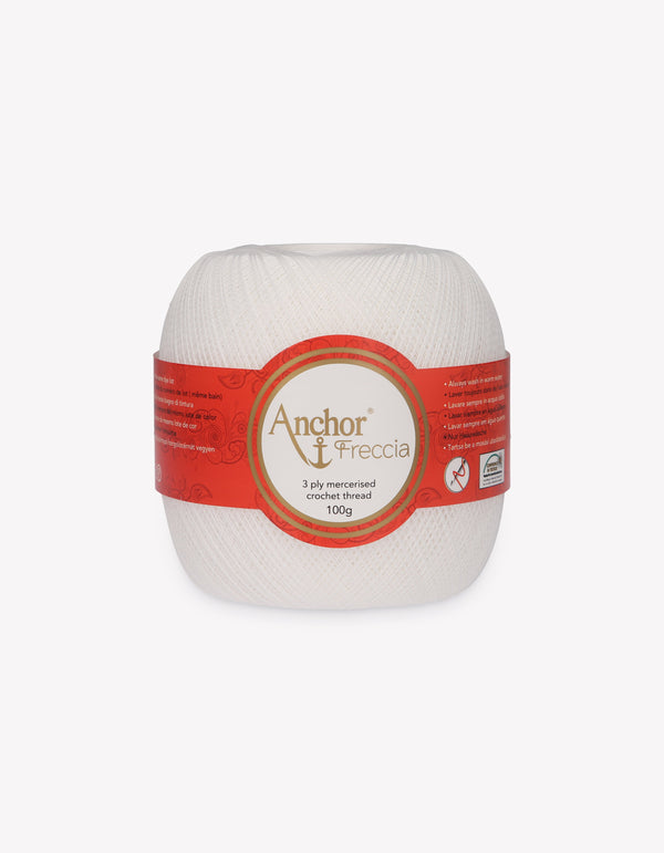 Anchor Freccia 25 Crochet Yarn 3ply 100g Ball - White (7901)