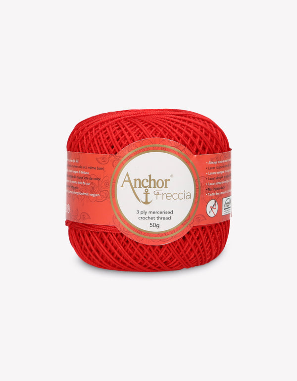 Anchor Freccia 6 Crochet Yarn 3ply 50g Ball - Red (0046)