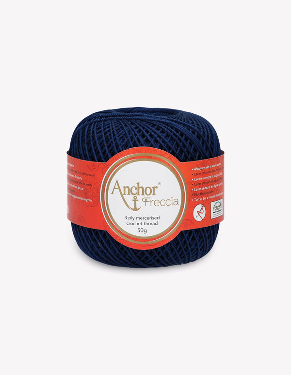 Anchor Freccia 6 Crochet Yarn 3ply 50g Ball - Navy Blue (0150)