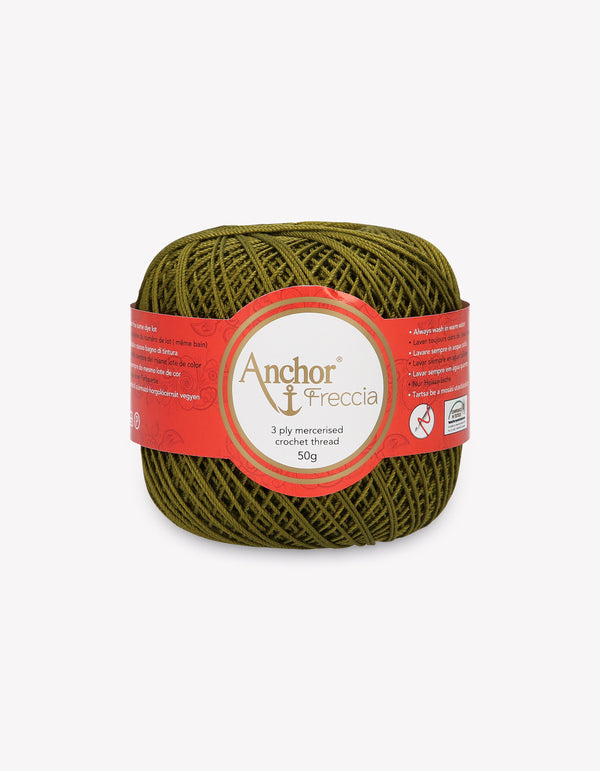 Anchor Freccia 6 Crochet Yarn 3ply 50g Ball - Olive Green (0281)