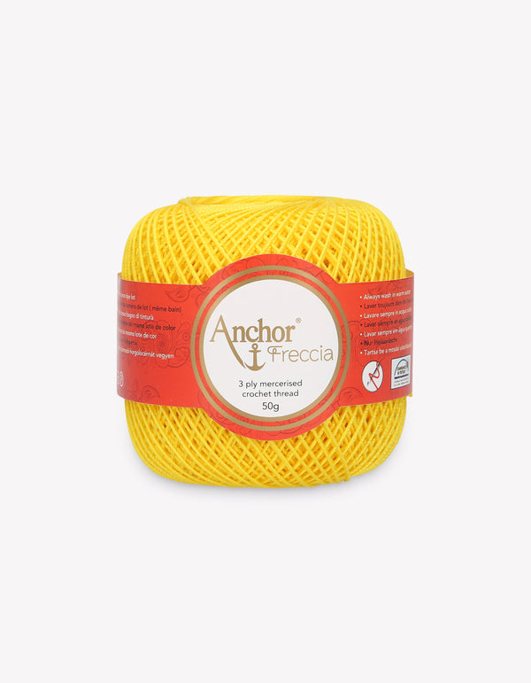Anchor Freccia 6 Crochet Yarn 3ply 50g Ball - Sunshine Yellow (0290)