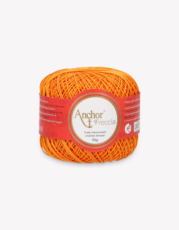 Anchor Freccia 6 Crochet Yarn 3ply 50g Ball - Orange (0314)