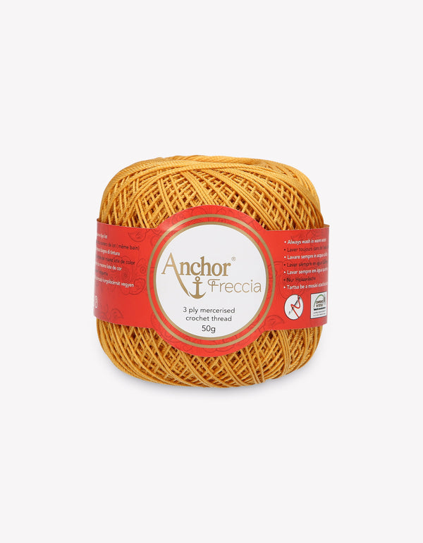 Anchor Freccia 6 Crochet Yarn 3ply 50g Ball - Dark Straw Yellow (0320)