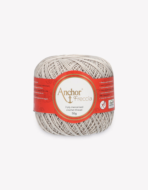Anchor Freccia 6 Crochet Yarn 3ply 50g Ball - Pale Grey (0397)