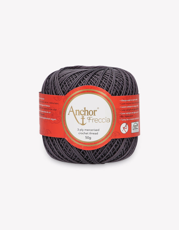 Anchor Freccia 6 Crochet Yarn 3ply 50g Ball - Dark Grey (0400)
