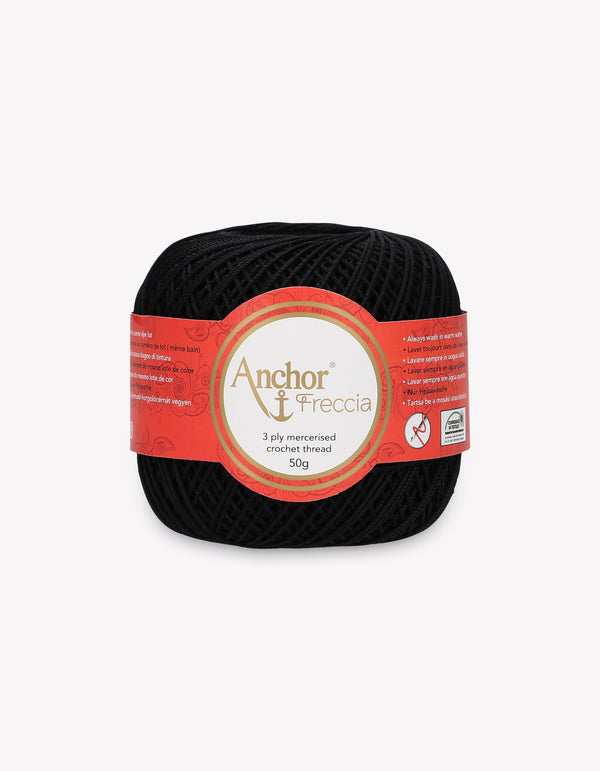 Anchor Freccia 6 Crochet Yarn 3ply 50g Ball - Black (0403)