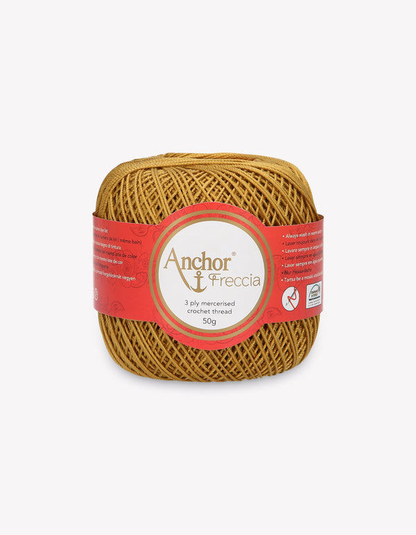 Anchor Freccia 6 Crochet Yarn 3ply 50g Ball - Dark Gold (0907)