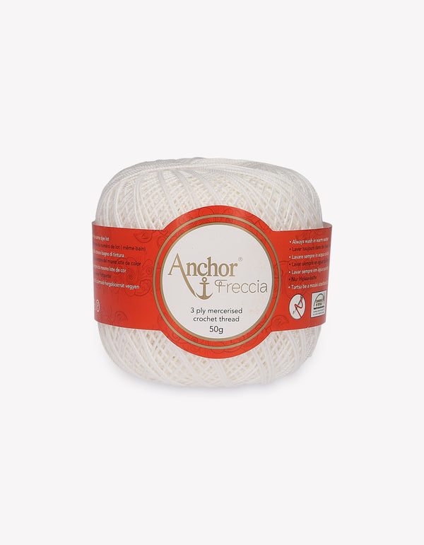 Anchor Freccia 6 Crochet Yarn 3ply 50g Ball - White (7901)