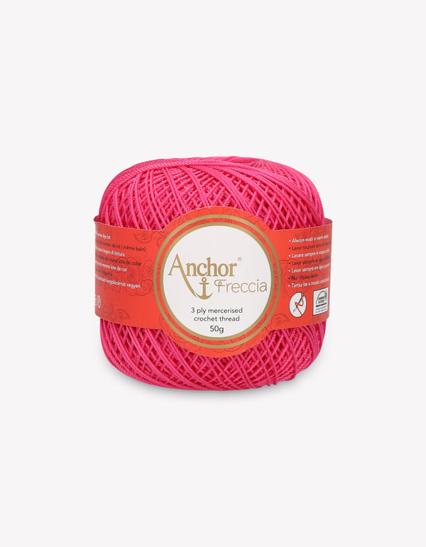 Anchor Freccia 6 Crochet Yarn 3ply 50g Ball - Bright Pink (8313)