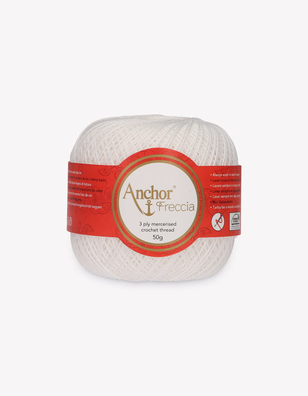 Anchor Freccia 8 Crochet Yarn 3ply 50g Ball - White (7901)