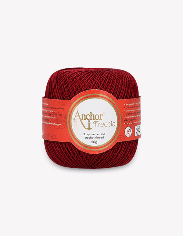 Anchor Freccia 12 Crochet Yarn 3ply 50g Ball - Wine Red (0044)