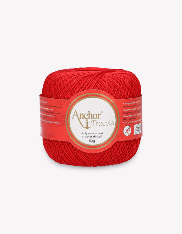 Anchor Freccia 12 Crochet Yarn 3ply 50g Ball - Red (0046)