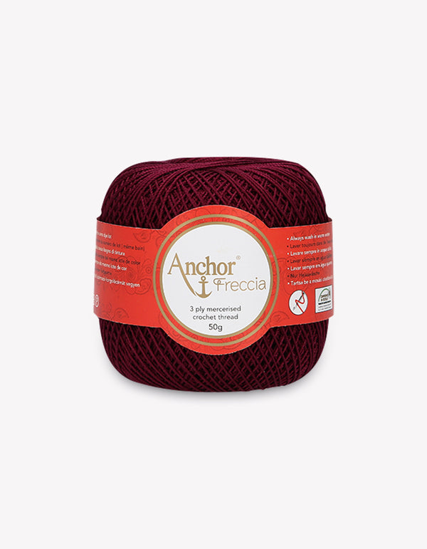Anchor Freccia 12 Crochet Yarn 3ply 50g Ball - Burgundy (0072)
