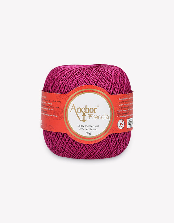 Anchor Freccia 12 Crochet Yarn 3ply 50g Ball - Bright Claret Red (0089)