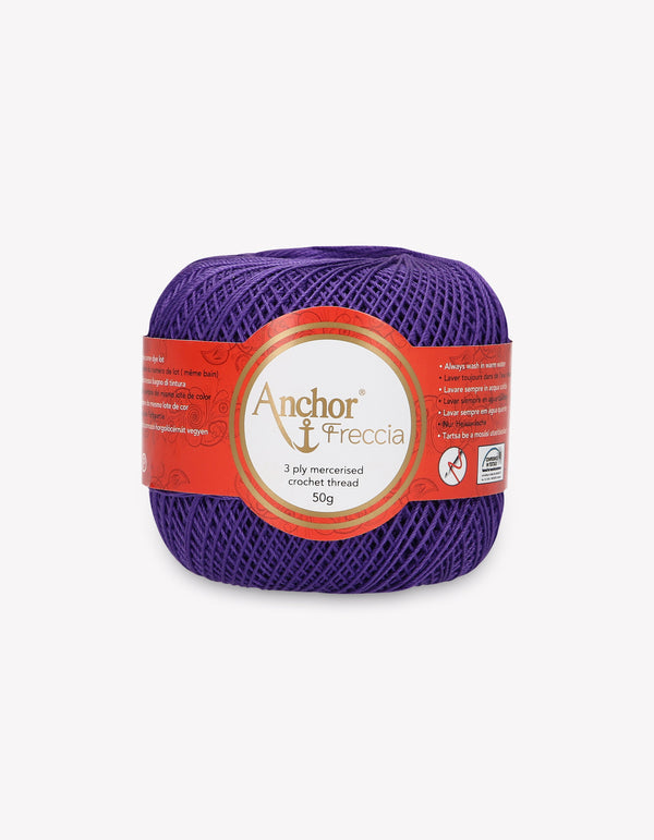 Anchor Freccia 12 Crochet Yarn 3ply 50g Ball - Dark Violet (0112)