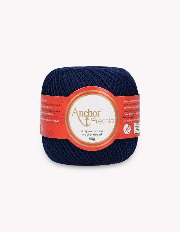 Anchor Freccia 12 Crochet Yarn 3ply 50g Ball - Navy Blue (0150)