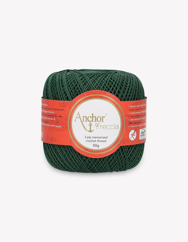 Anchor Freccia 12 Crochet Yarn 3ply 50g Ball - Dark Green (0218)