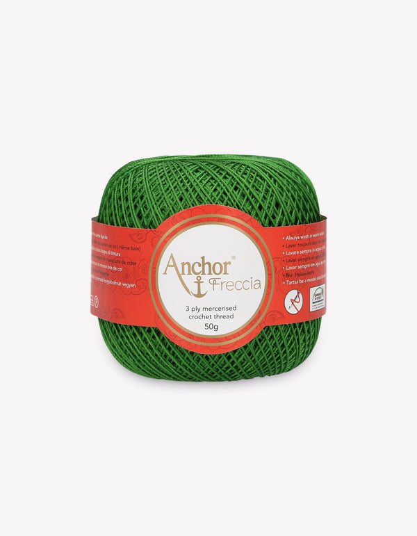 Anchor Freccia 12 Crochet Yarn 3ply 50g Ball - Green (0258)