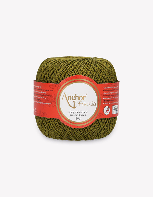 Anchor Freccia 12 Crochet Yarn 3ply 50g Ball - Olive Green (0281)