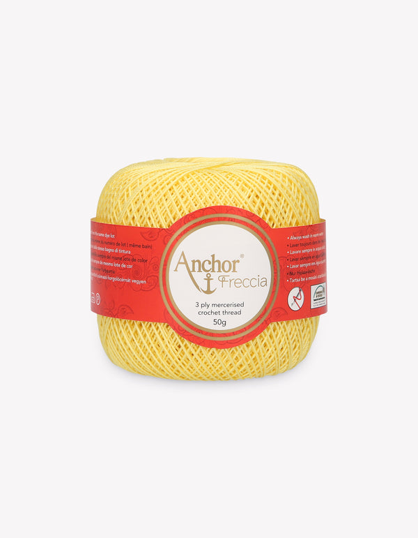Anchor Freccia 12 Crochet Yarn 3ply 50g Ball - Pale Yellow (0293)