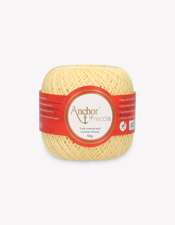 Anchor Freccia 12 Crochet Yarn 3ply 50g Ball - Cream Yellow (0300)