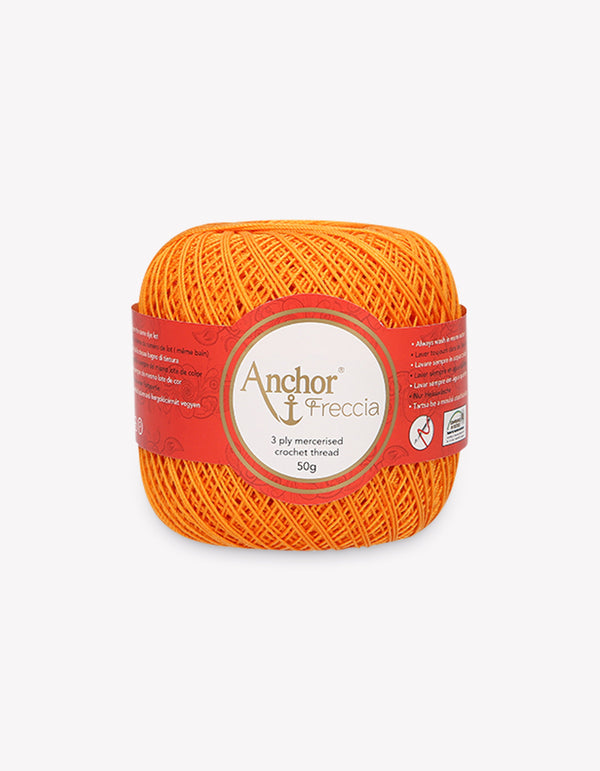 Anchor Freccia 12 Crochet Yarn 3ply 50g Ball - Orange (0314)