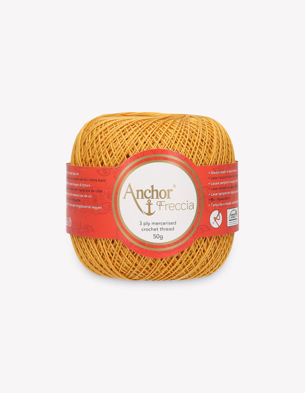 Anchor Freccia 12 Crochet Yarn 3ply 50g Ball - Dark Straw Yellow (0320)