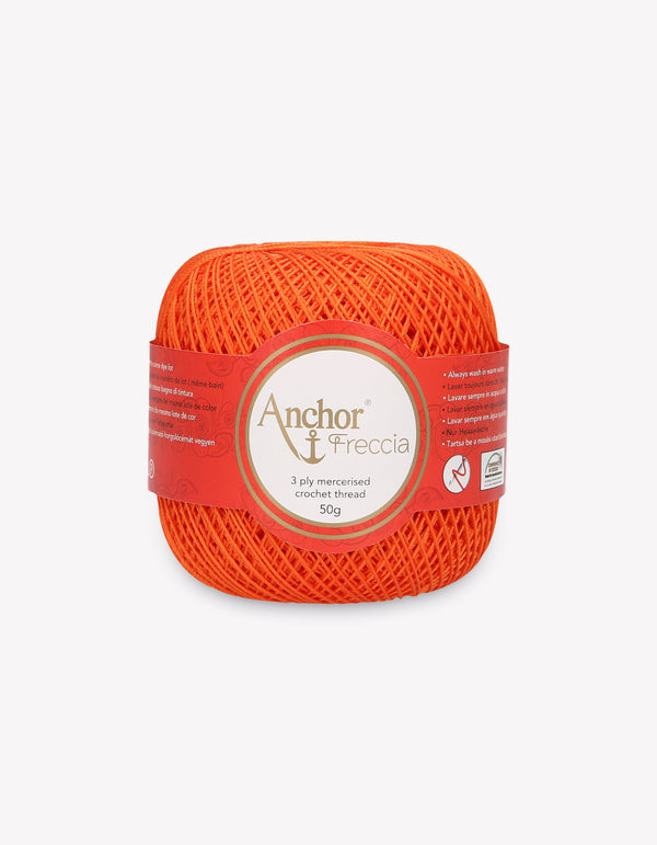 Anchor Freccia 12 Crochet Yarn 3ply 50g Ball - Orange (0330)