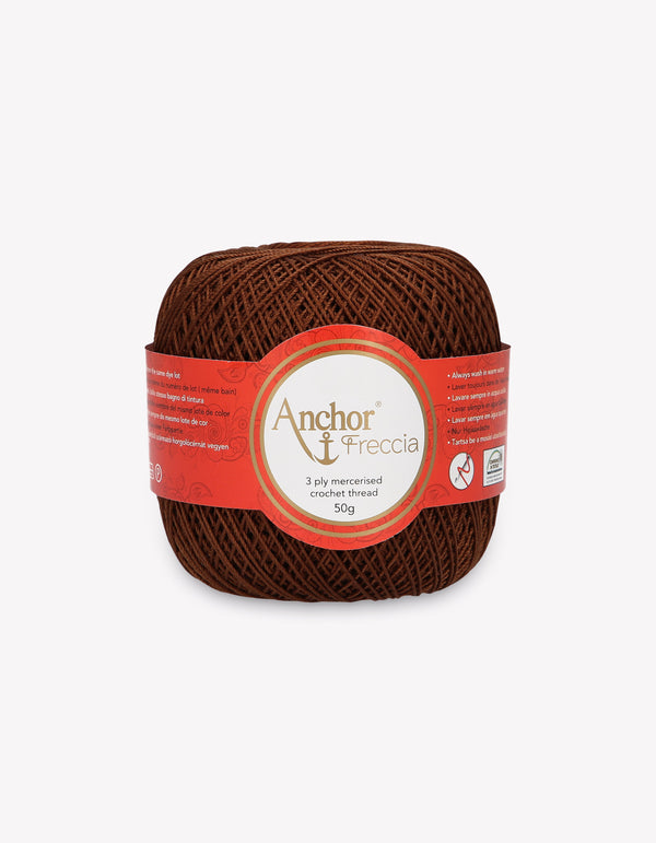 Anchor Freccia 12 Crochet Yarn 3ply 50g Ball - Dark Brown (0359)