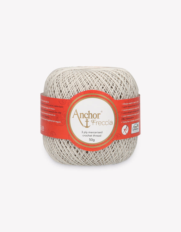 Anchor Freccia 12 Crochet Yarn 3ply 50g Ball - Pale Grey (0397)