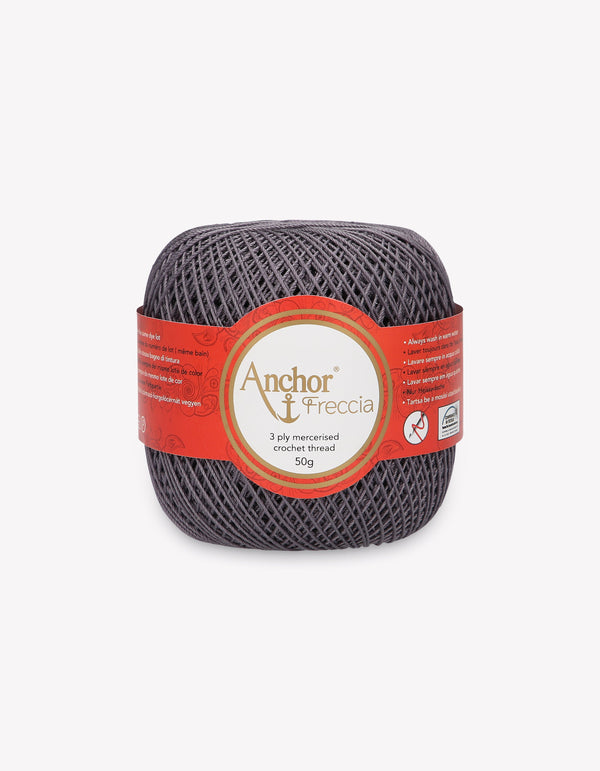 Anchor Freccia 12 Crochet Yarn 3ply 50g Ball - Dark Grey (0400)