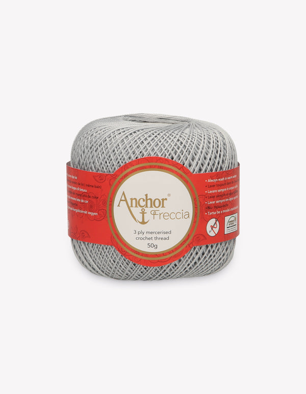 Anchor Freccia 12 Crochet Yarn 3ply 50g Ball - Light Grey (0642)