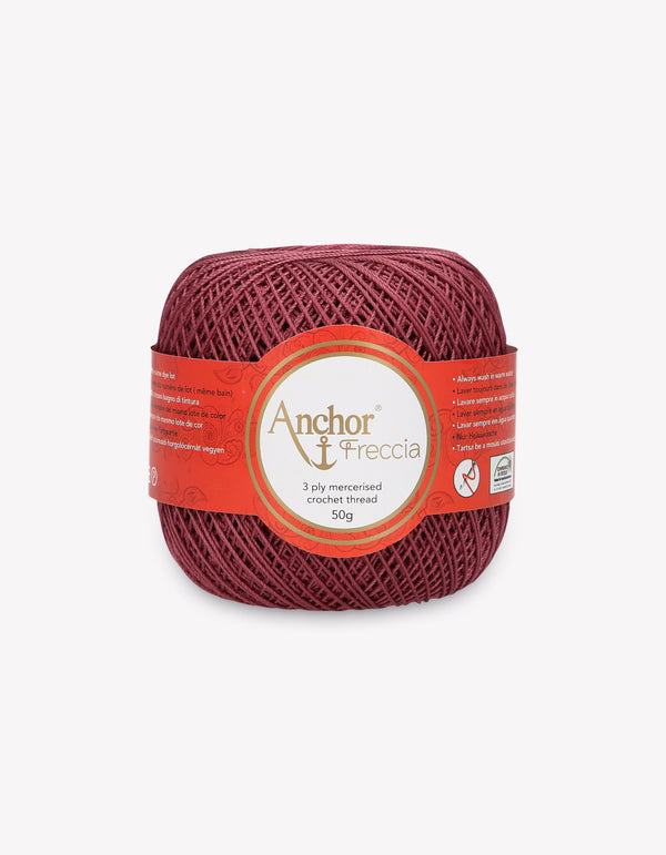 Anchor Freccia 12 Crochet Yarn 3ply 50g Ball - Wine (1019)