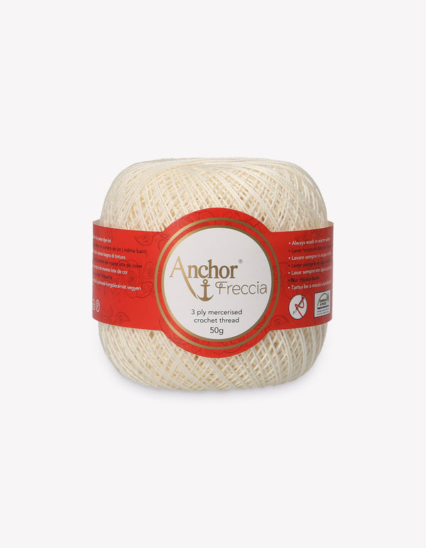 Anchor Freccia 12 Crochet Yarn 3ply 50g Ball - Cream (6650)